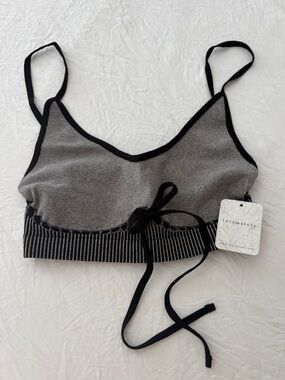 Intimately Free People Grey & Black Bow Stripe Bralette
